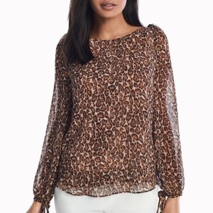 Semi-sheer leopard print blouse 🐆 size 8